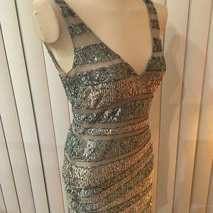 Basix  Black Label Mini sexy sleeveless dress , shiny sequins see-through,